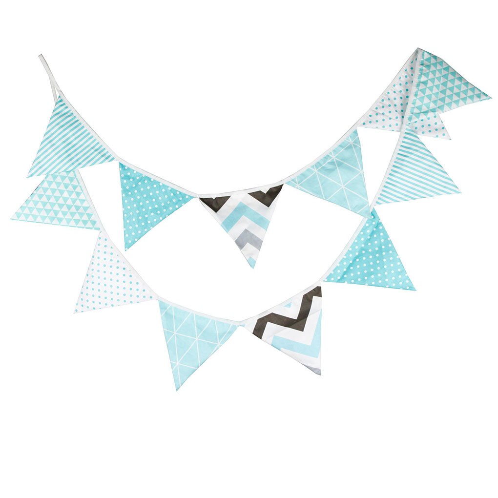 Birthday Bunting Banner Wedding Children'S Birthday Home Party Baby Shower Festival Cotton Pennant Decoration Accessories: Tiffany Blue