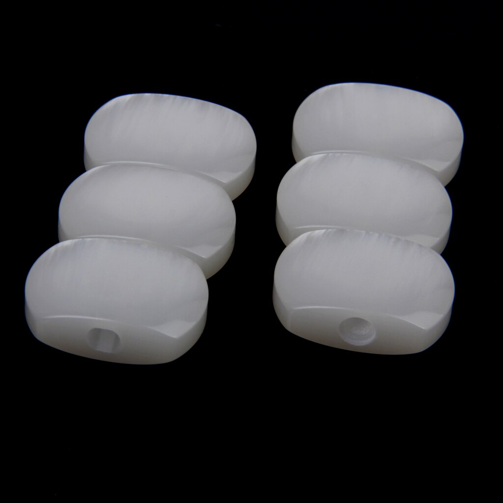 6 White Pearloid Acrylic Buttons For Guitar Tuner Machine Heads Tuning Keys