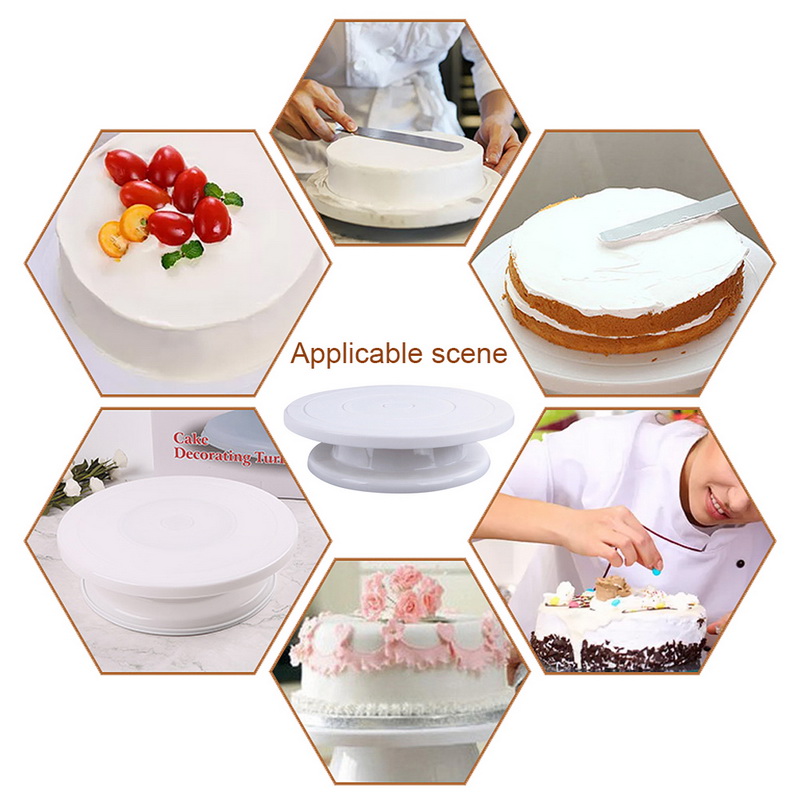 Plastic Cake Plate Turntable Rotating Anti-skid Cake Stand Cake Decorating Rotaring Table Cake Spatula DIY Baking Kitchen Tool