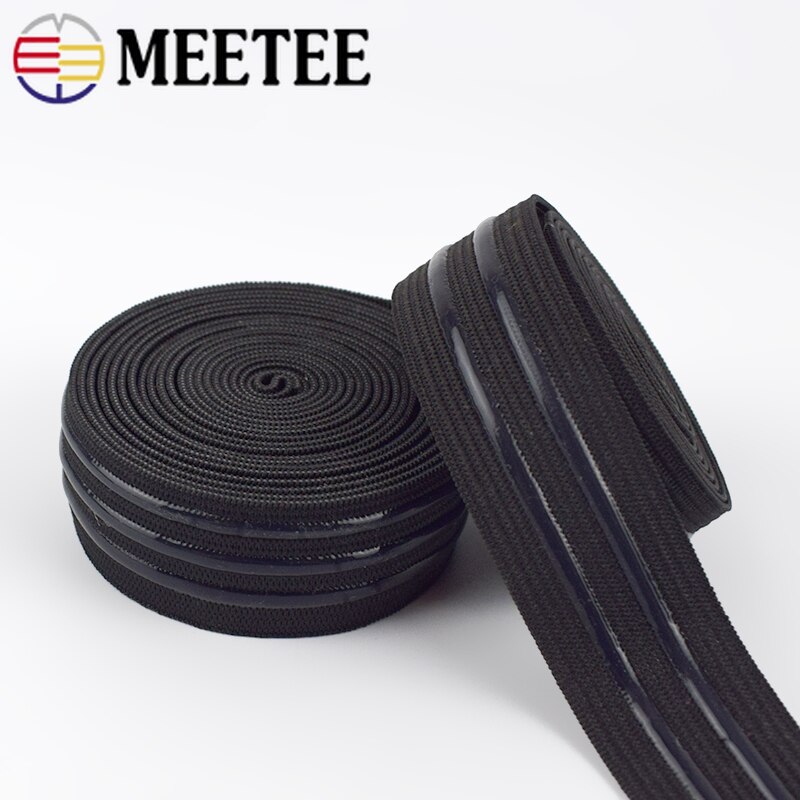 Meetee 5/10M 25Mm Antislip Elastische Bands Silicagel Streep Sportkleding Broek Lente Riem Diy kledingstuk Naaien Accessoires Materiaal