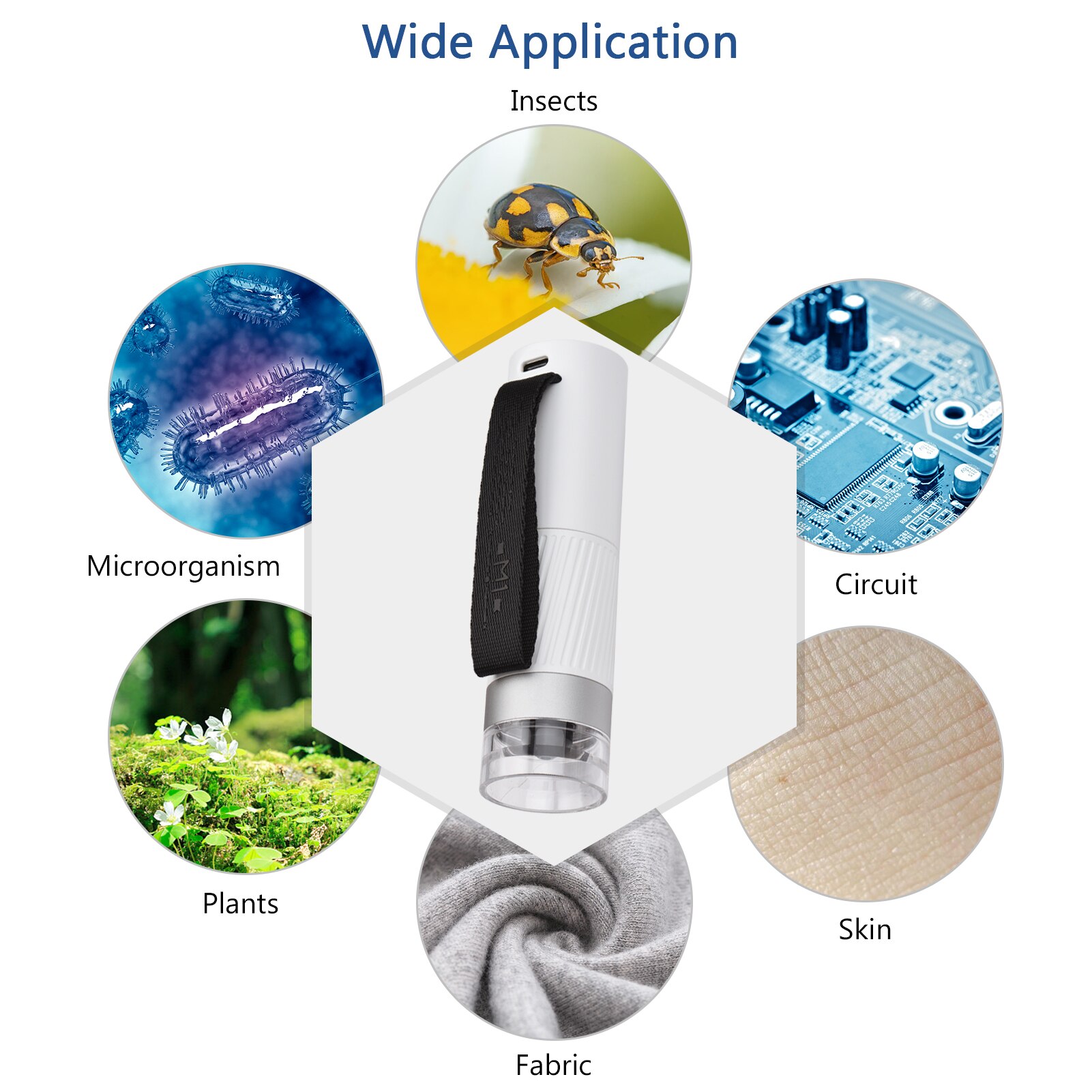 1000X WiFi Electronic Microscope Handheld Digital Magnifier with 8PCS Lamp Beads for Smartphone Laptop Insect Plant Observation