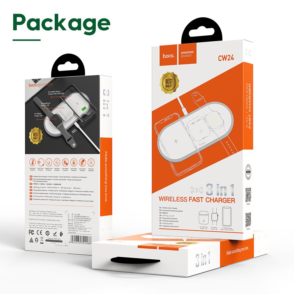 Hoco 3 in 1 Drahtlose Ladegerät Pad Qi Schnelle Ladung Für iPhone 11 12 Profi Max XS XR Schnell Ladegerät für iWatch 5 4 3 2 1 Airpods Profi