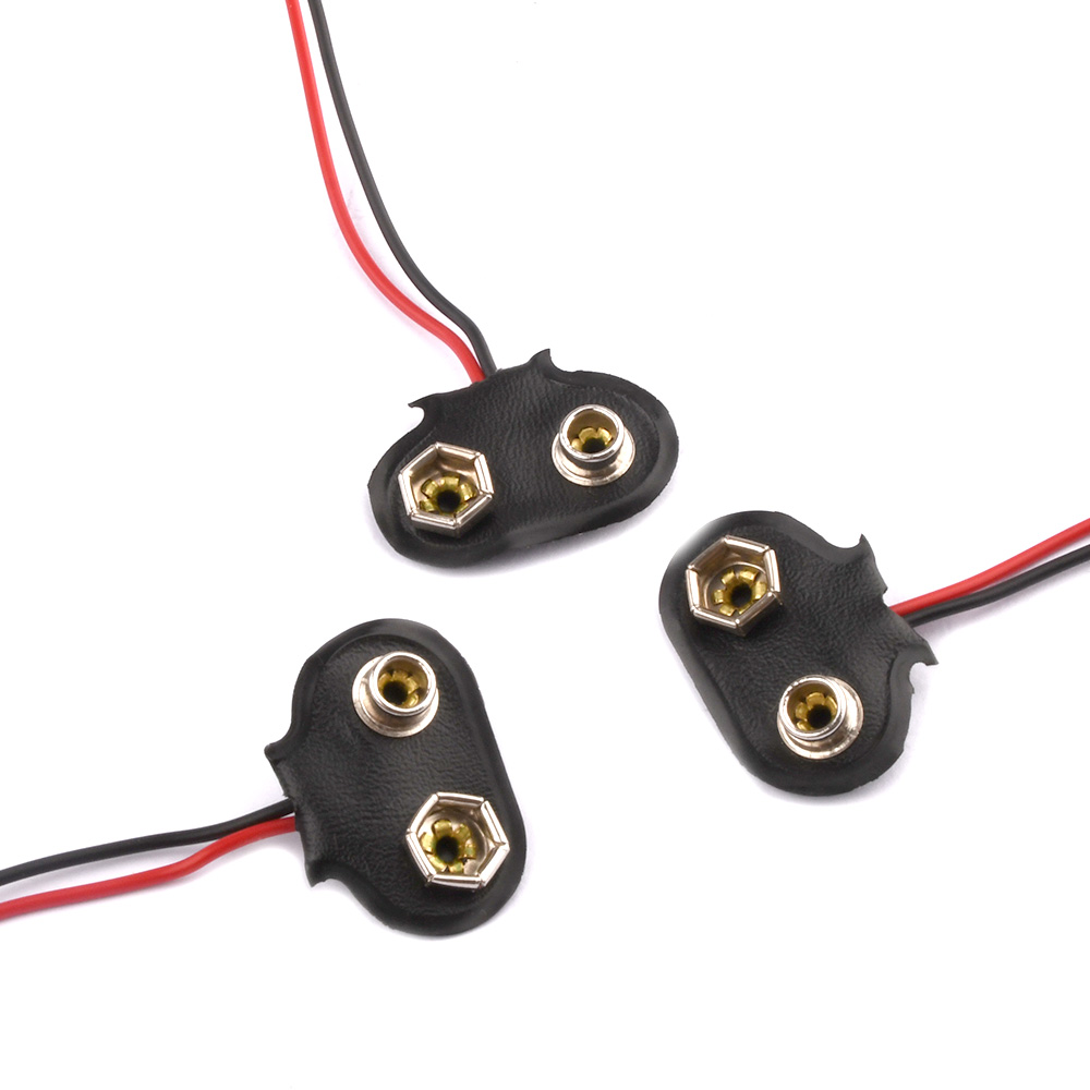 3 stücke 9V Batterie Energie Stecker schnappen Clip Adapter T-typ 9 V Dual Draht Halfter Kabel 9Volt 15cm 9V Batterie Clip Doppel Alligator