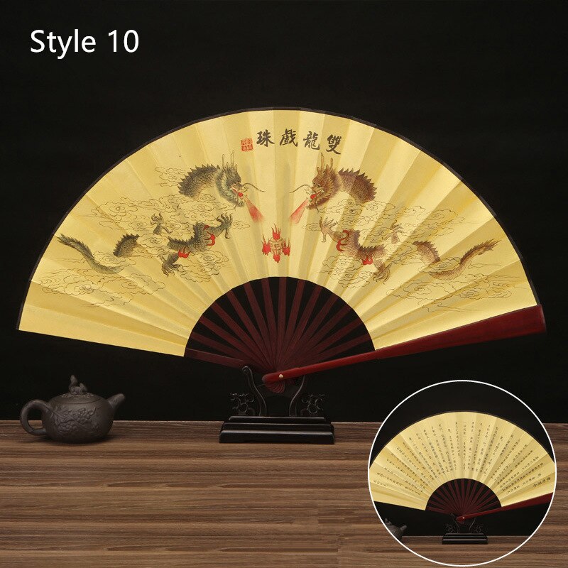 10 Inch Vintage Bamboe Fan Chinese Vouwen Zijde Doek Fan Patroon Art Craft Wedding Dance Hand Fan: Style 10