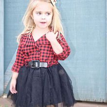 3-8 Jaar Oud Meisje Jurk Lente Zomer Plaided Mesh Faric Skrit Peuter Kids Meisjes Prinses Jurken 3-8Y: Rood / 90CM