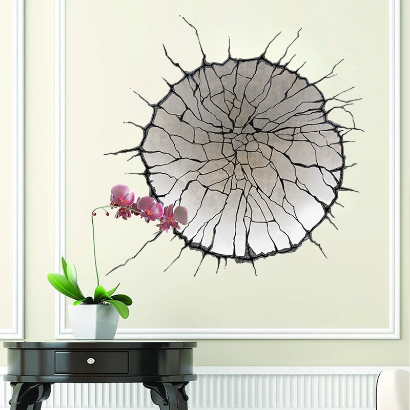 vivid 3D Broken Wall Hole view window home decals wall sticker house living room bedroom lovely decoration washroom kitchen