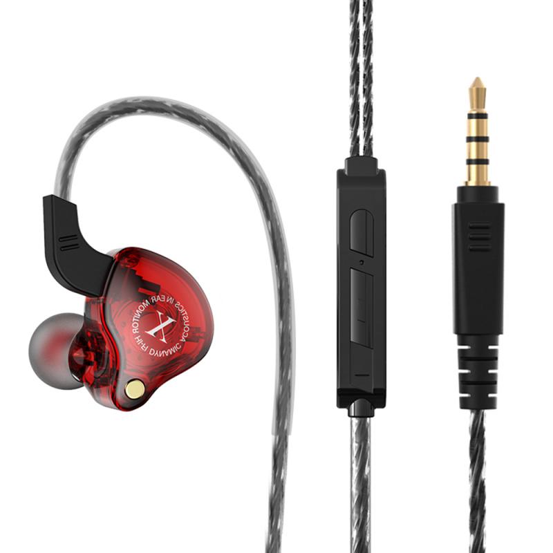 X2 in-ear sport HIFI universel câble de basse téléphone écouteurs de musique: Rouge