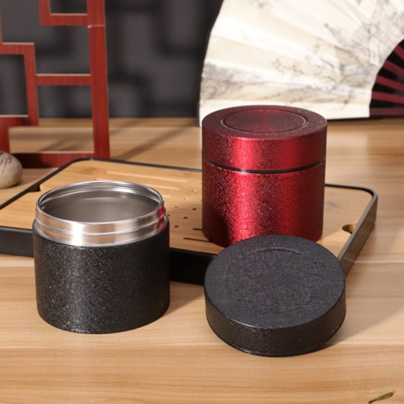 Stainless Steel Tea Caddy Large-capacity Sealed Leak-proof Tea Jar Round Tea Coffee Storage Jar