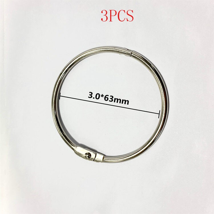 Metal ringbinder ringbinder ring hoop multifunktions nøglering ring bog binding ring kontorbindingsartikler: 3 stk 63mm