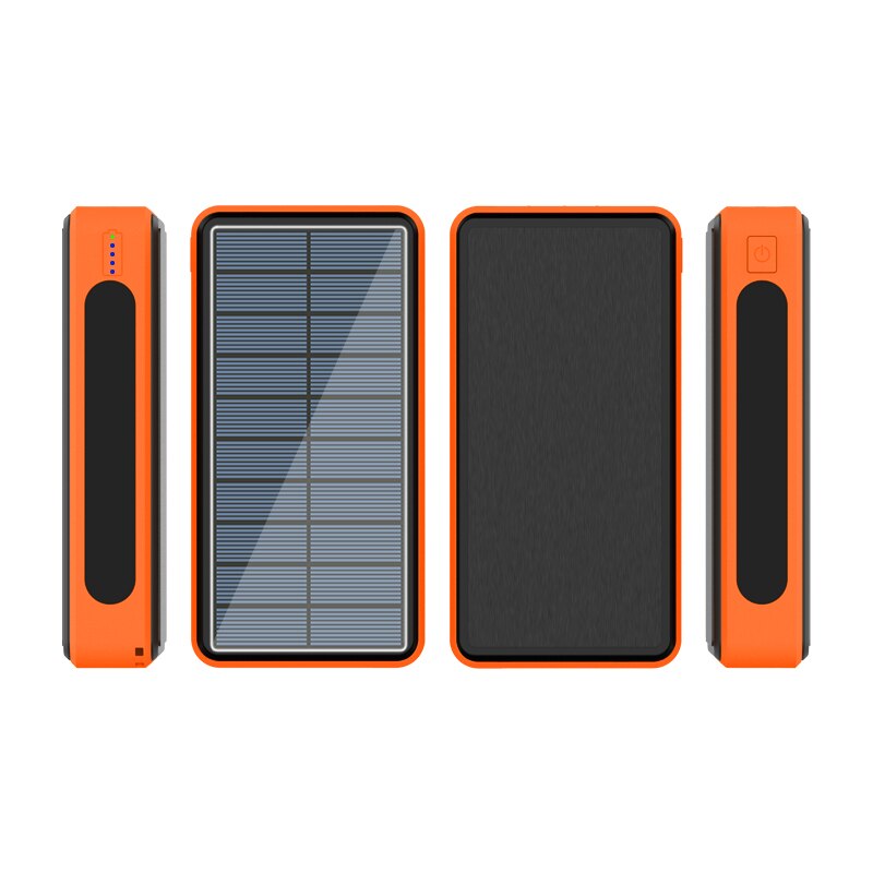 80000mAh Solar Power Bank Portable Charger for Iphone Xiaomi Samsung Large Capacity LED Waterproof Outdoor Poverbank Free Ship: Orange