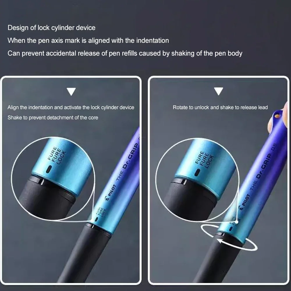 1 Stück Japan Pilot Druckbleistift SCHWARZ Akzent begrenzt DR Griff schüttelt aus führen 0,3/0,5 mm Niedliche Schulbedarf