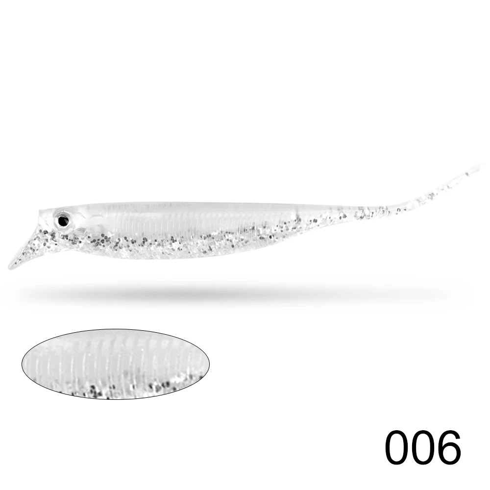 6PCS Fishing 80mm/ 2.5g Crankbait Soft Lure - Dual Color Lipped Swimbait | Slow Sinking Wobble Action: Light Grey