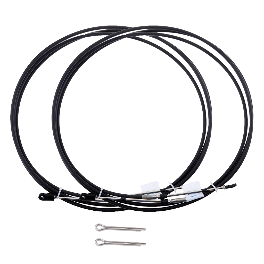 2pcs Universal Throttle Cable Black For Marine Boat Motor Control Lever 15FT