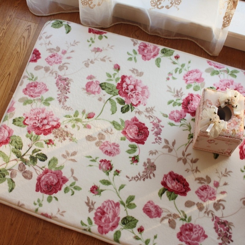Romantiske blomster værelse gulvmåtter, søde rose print tæpper til stue moderne lurvet stil blomster tæppe dekorative