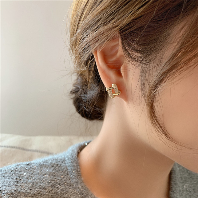 Pendientes de bloque geométrico sin agujero, Clips para las orejas, Clip de Metal hueco sin Piercing, joyería minimalista, CE0841