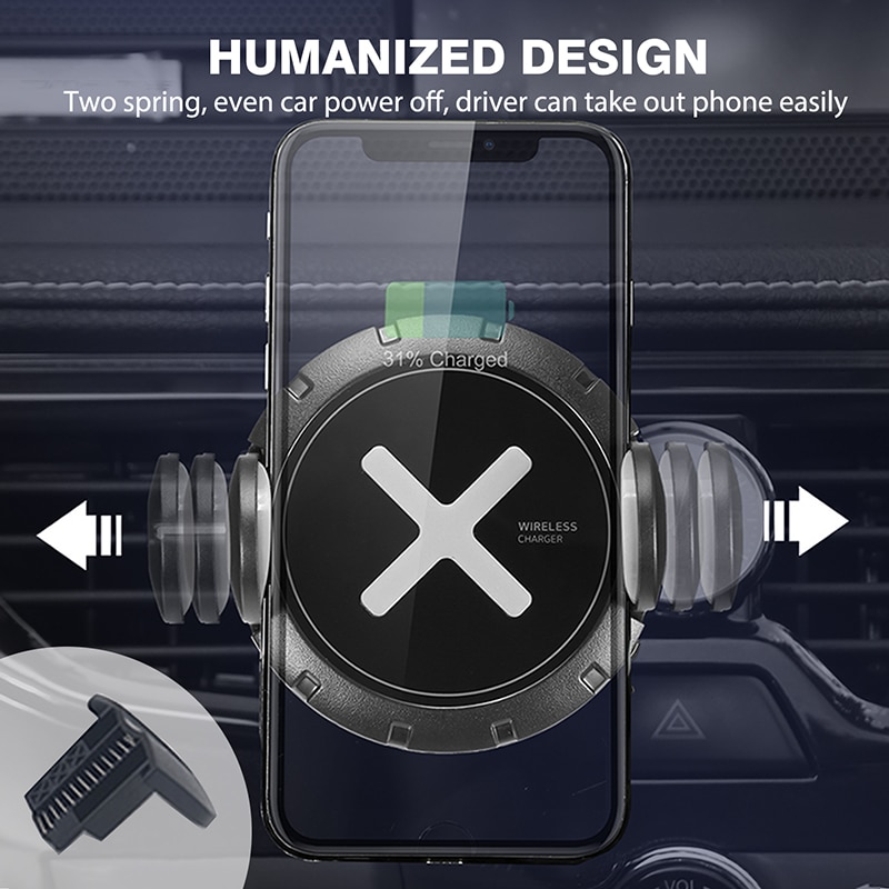 Qi 15W Draadloze Oplader Bracket Telefoon Houder Voor Auto Auto Universele Smart Sensor Mount Zwaartekracht Vastklemmen Snel Opladen