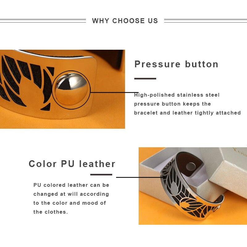 Koaem Rvs Armband Femme Acier Inoxydable De Luxe Manchet Bangle Abstract Patroon Verwisselbare Lederen Sieraden