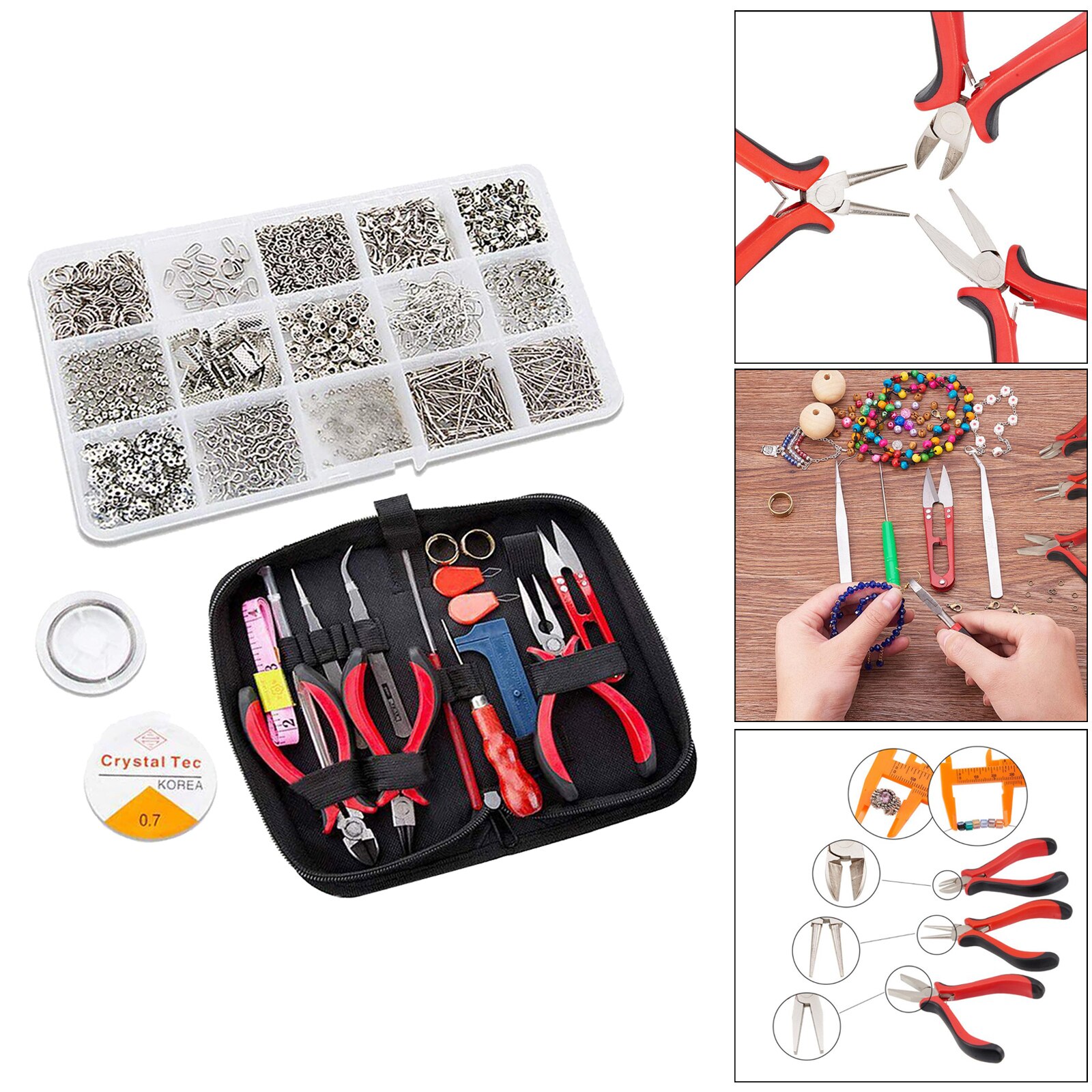 Jewelry Making Kit Jewelry Findings Starter Kit Jewelry Beading Making Repair Tools Kit Jewelry Pliers Beads Wire Starter Tool