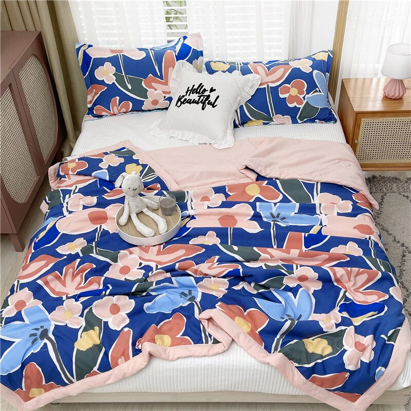 Frühling und Sommer Gewaschen Reine Baumwolle Quilt klimaanlage Dünne Bettdecke Gedruckt Haut-freundliche Sommer Quilt 200x230cm: Color 4