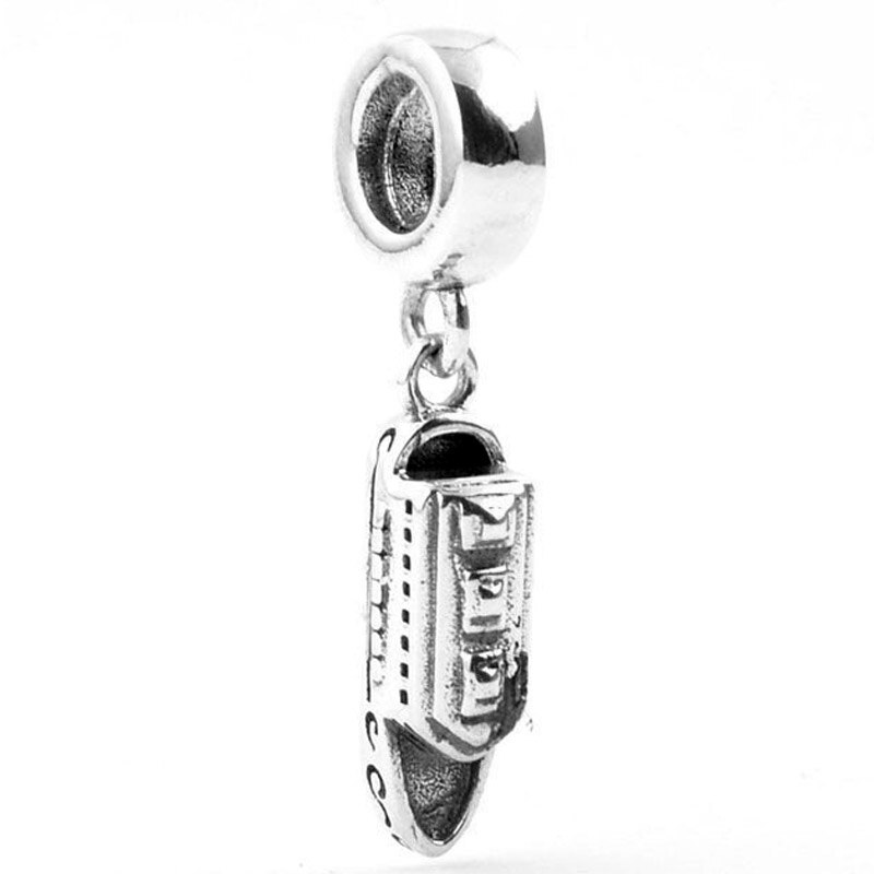 100% 925 Sterling Silver Classic Fairy Crystal Shoes Charm Pendant Bracelet DIY Accessories Pendant: 2444