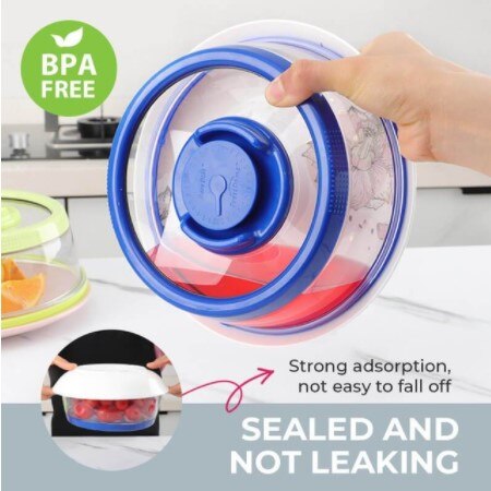 1pc Vacuum Food Seal Cover Kitchen Tool 15x19x7.5cm Home Preserve Cooking Food Fresh Vacuum Food Seal Cover Accessories: Blue