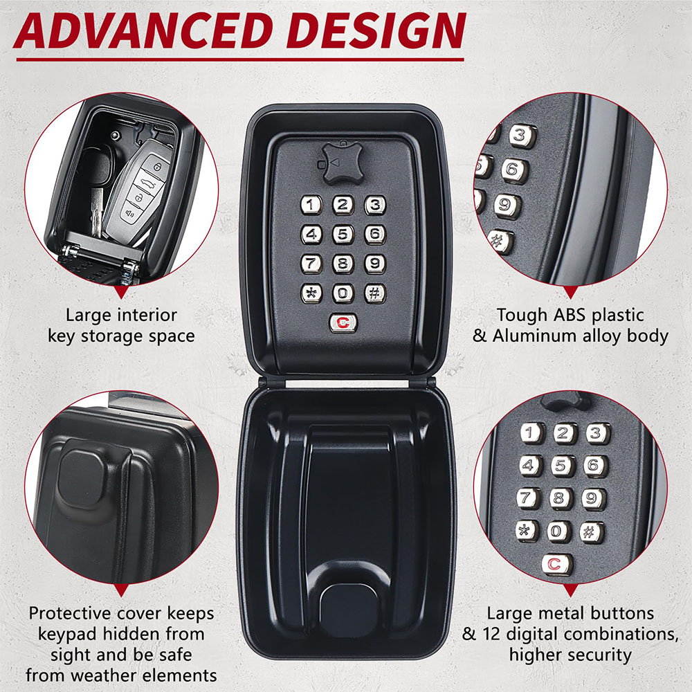 Car Window Lock Box, preto Lockbox portátil para as chaves do carro, Car Key Lock Box Fit para Ride Share Getaround com Sturdy Grande