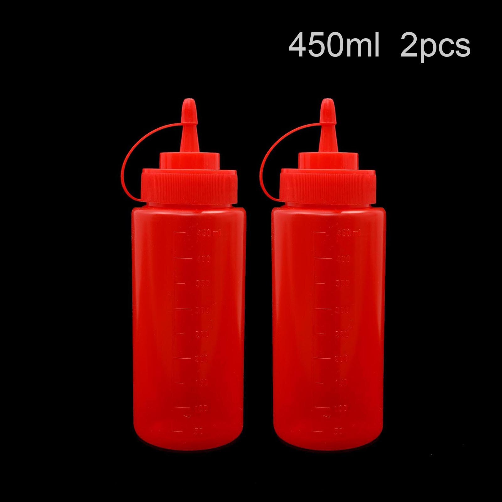 CellDeal 2Pcs Squeeze Flasche Salat Dressing Flasche Würze Spender Sauce Essig Öl Ketchup Menage Bin Tomaten Sauce Flasche: Red 450ml 2pcs