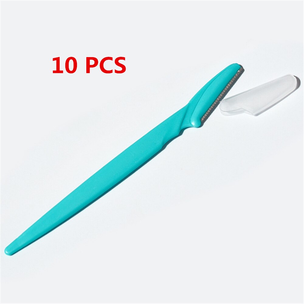 Rasoir de sourcils Portable sourcil rasoir rasoir yeux sourcils Shaper outil de mise en forme ciseaux épilation du visage pour les femmes outils de maquillage: 10pcs Blue