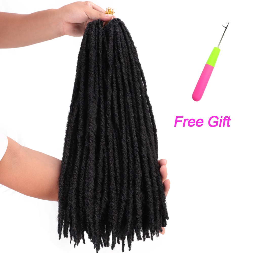 Straight Goddess Locs Crochet Braids Natural Black Color 18"Inches Faux Locs Synthetic Hair 18 stands/Pack Heat Resistant Hair