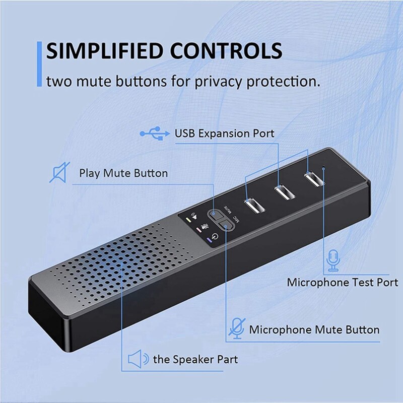 3 in 1 Computer Speakers with Microphone &amp; Hubs &amp; Mouse Pad, USB Conference Speaker, PC Mic for Video Conference