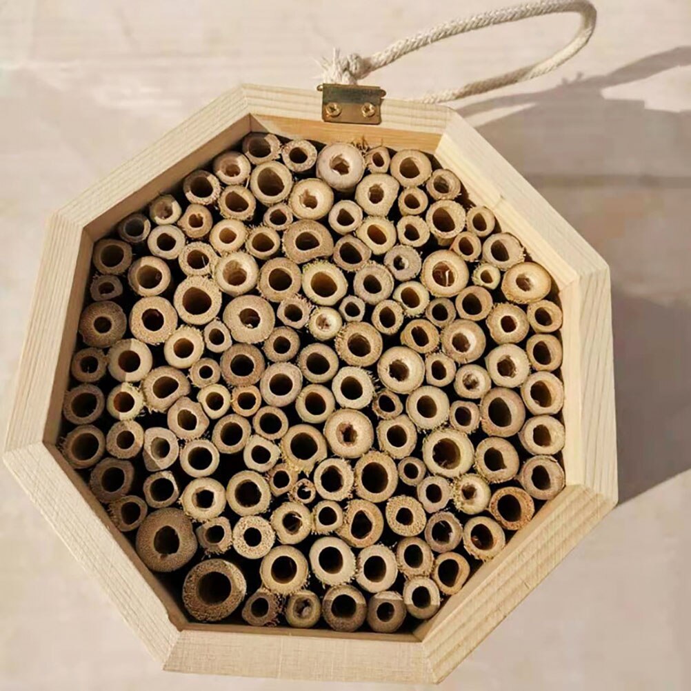 Wooden Bee House Set Tube Beekeeping Box Bees Nesting Box Garden Insect Box