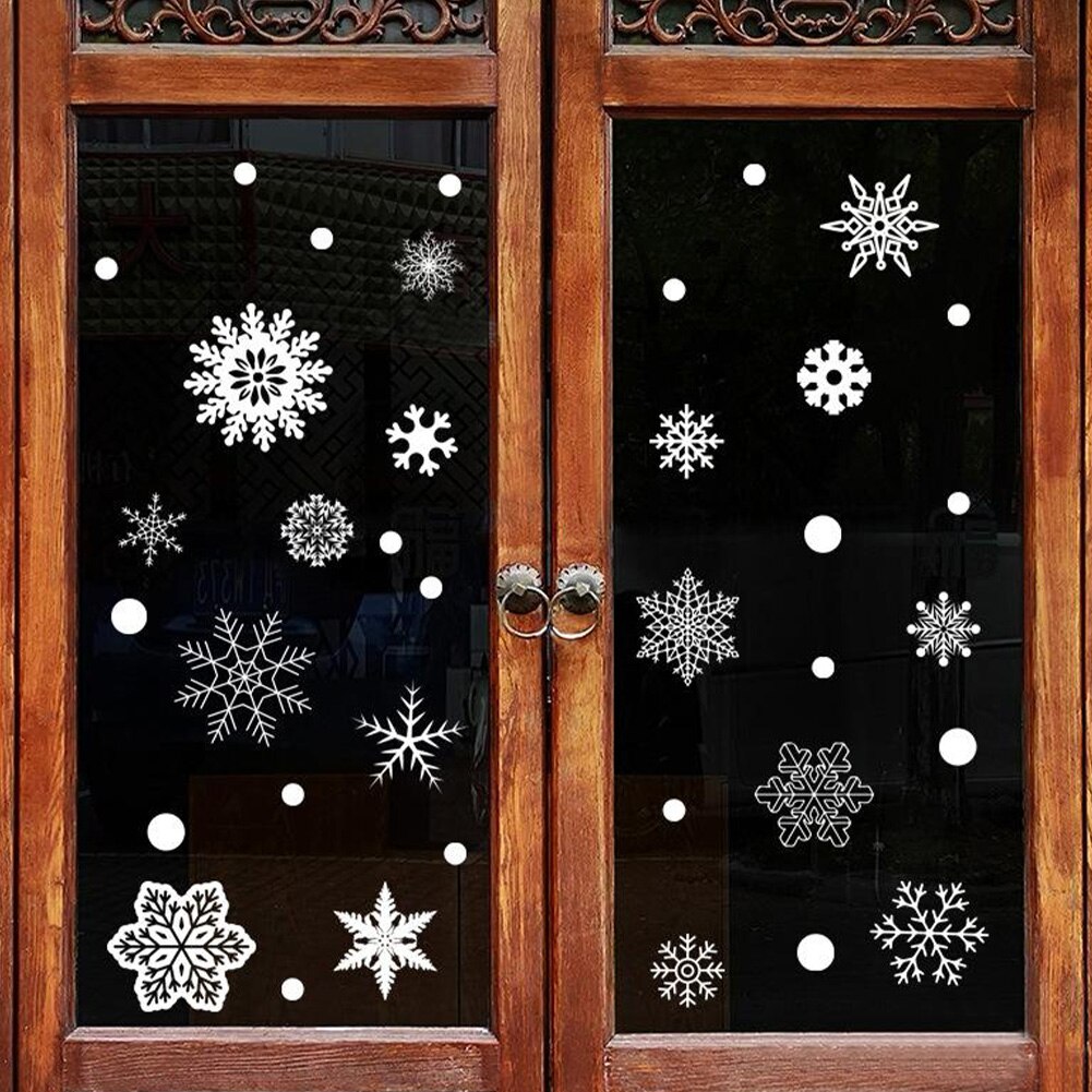 57pcs Premium Snow Flakes Stickers Christmas Theme Self Adhesive Snowflakes Window Clings For Home Party Gathering Prom