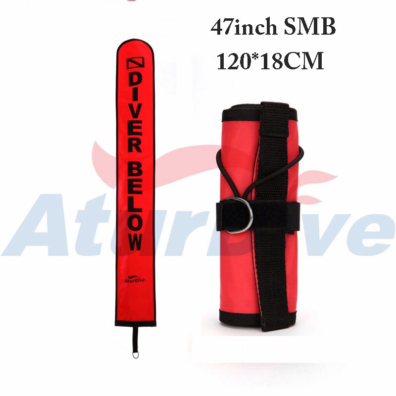 Aturdive Oppervlak Marker Boei Smb 40-90Inch Nylon-D Pull Duiken Boeien Met Klep, Smb: 47inch 120cm