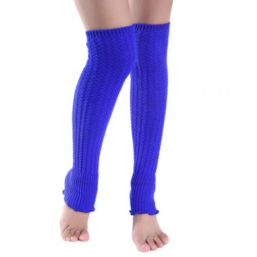 Chaussettes longues plissées pour femmes, couleur unie, tricotées, chauffe-jambes, personnalisées, confortables, chaudes, coupe-vent pour l'extérieur: Sapphire Blue