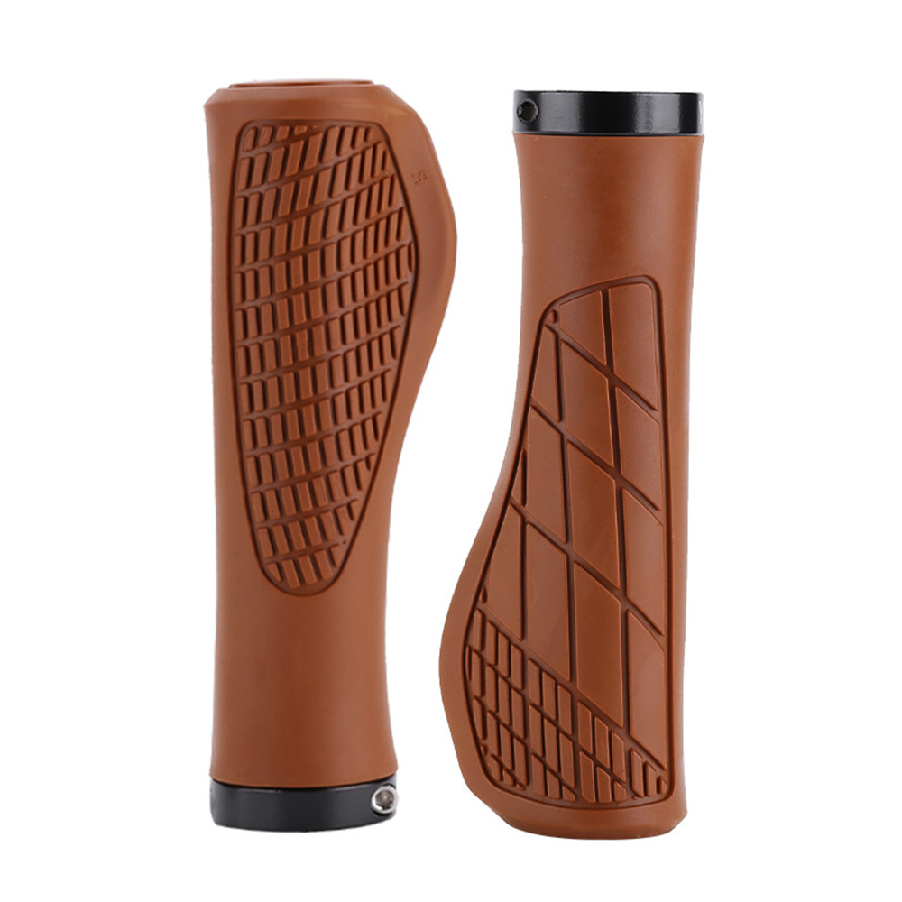 1 par de empuñaduras antideslizantes para manillar de bicicleta de montaña, empuñaduras de goma suave para MTB, empuñaduras de bicicleta cómodas y bloqueables, piezas de bicicleta: YELLOW