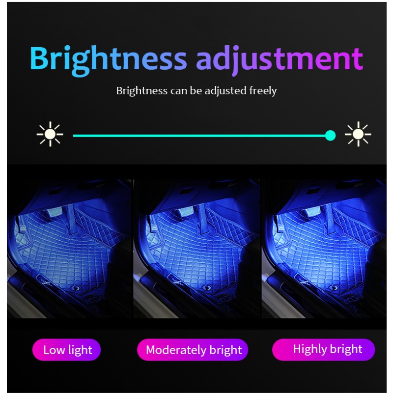 Neon LED Car Interior Ambient Foot Strip Light Kit Accessories Backlight Remote App Music Control Auto RGB Decorative Lamps