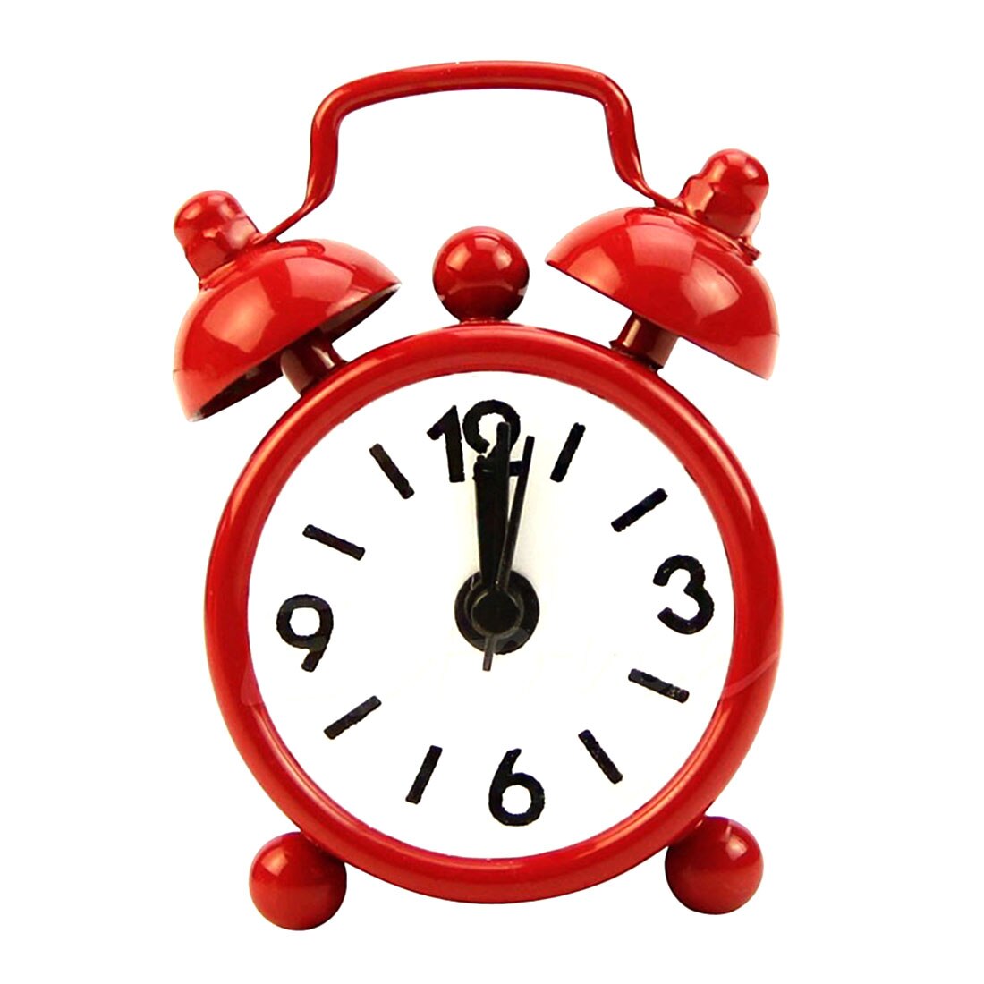 Di modo Nuova Casa Esterno Portatile Sveglio Bello Del Fumetto Quadrante Numero Tondo Desk Alarm Clock Mini: Rosso