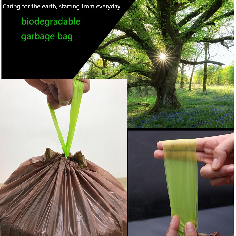 Automatic Closing Garbage Bags Eco-friendly Biodegradable Trash Bags With Rope Maximum load 22KG For Home Hotel Waste Trash Bags