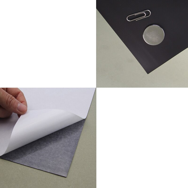 A4 5 ark selvklæbende blødt gummi magnetisk arkplade 1mm til stavebindemiddel / håndværk stærk tynd og fleksibel 297 x 210mm