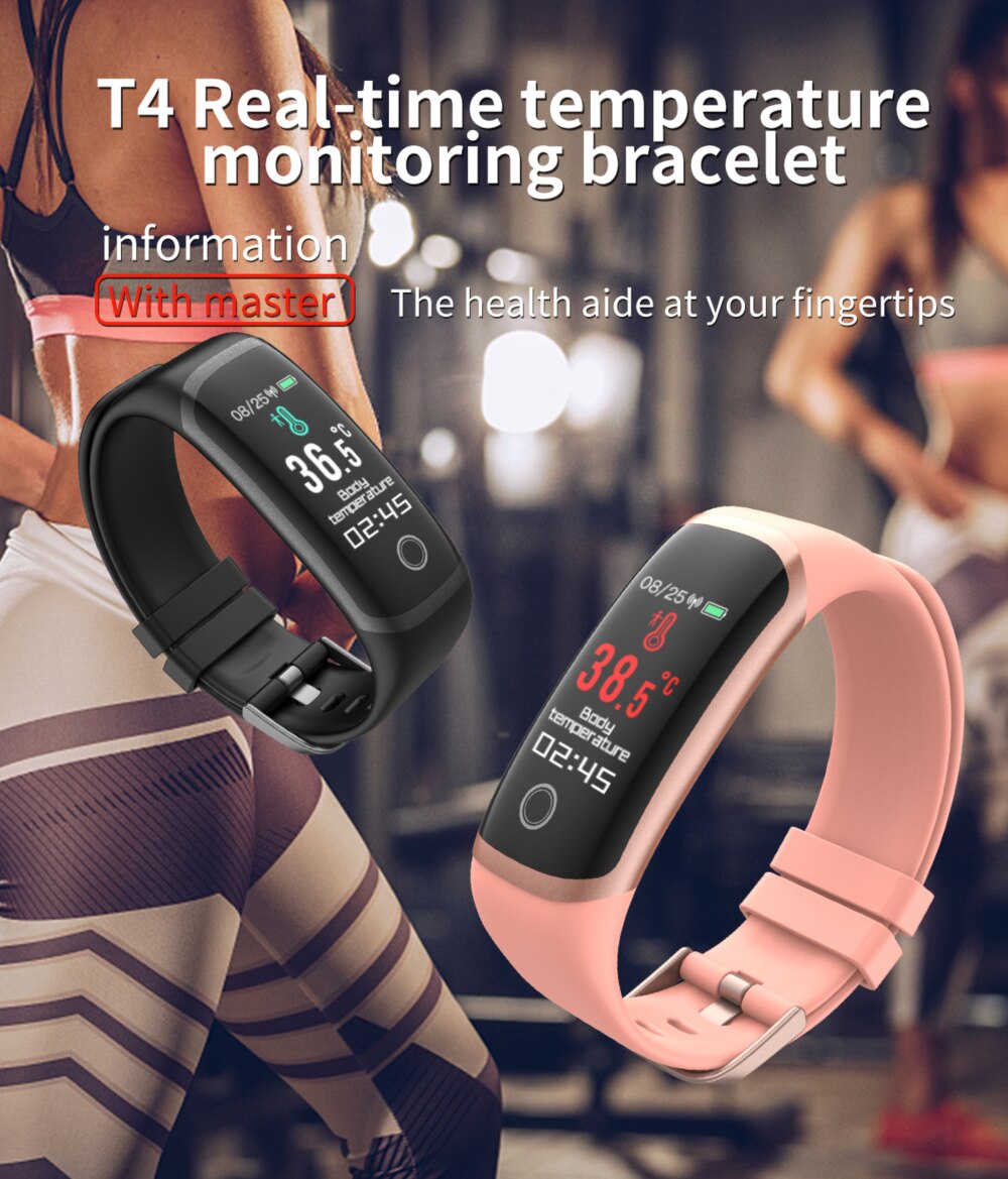 T4 smart armbånd pulsmåler blod ilt sundhed fitness tracker bluetooth smart ur mænd til sport pk mi band 4