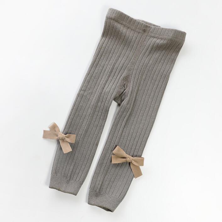 Lente Baby Girl Stretch Leggings Broek Mooie Boog Herfst Peuter Kind Breien Broek Meisjes Leggings: 6 / 21-23