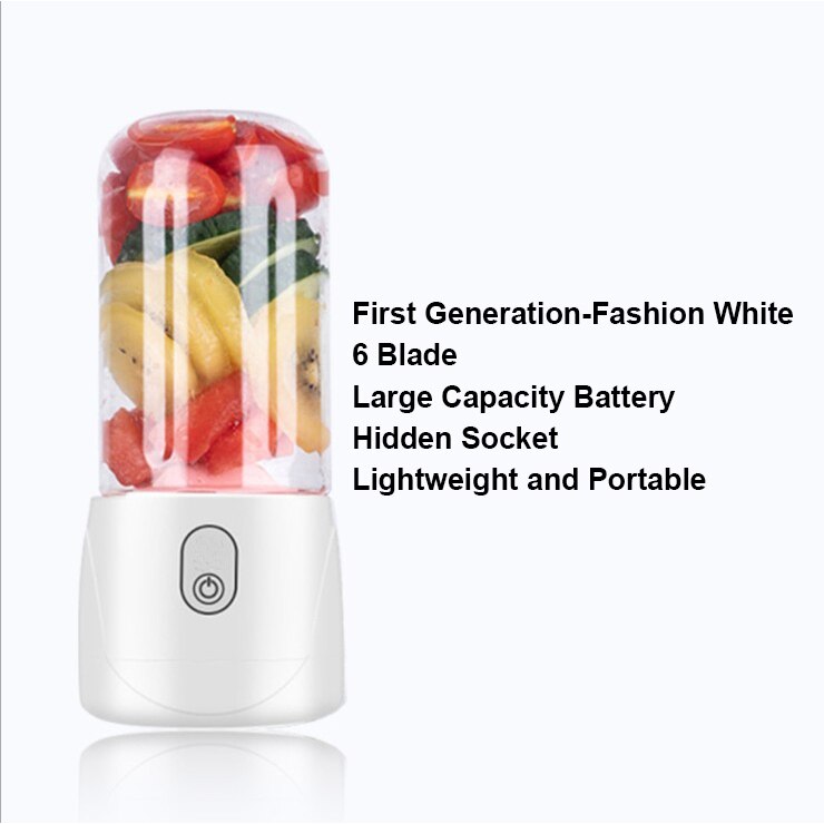 400Ml Draagbare Usb Oplaadbare Sap Machine Smoothie Maker Elektrische Mixer Keuken Juicer Maker Blenders Machine Fles Sap: 6 blades White