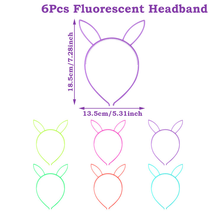 Aro de pelo fluorescente, diadema de plástico que brilla en la oscuridad, suministros para fiestas, fotomatón para decoración de cumpleaños, boda, Baby Shower, 6 uds.: Caqui oscuro