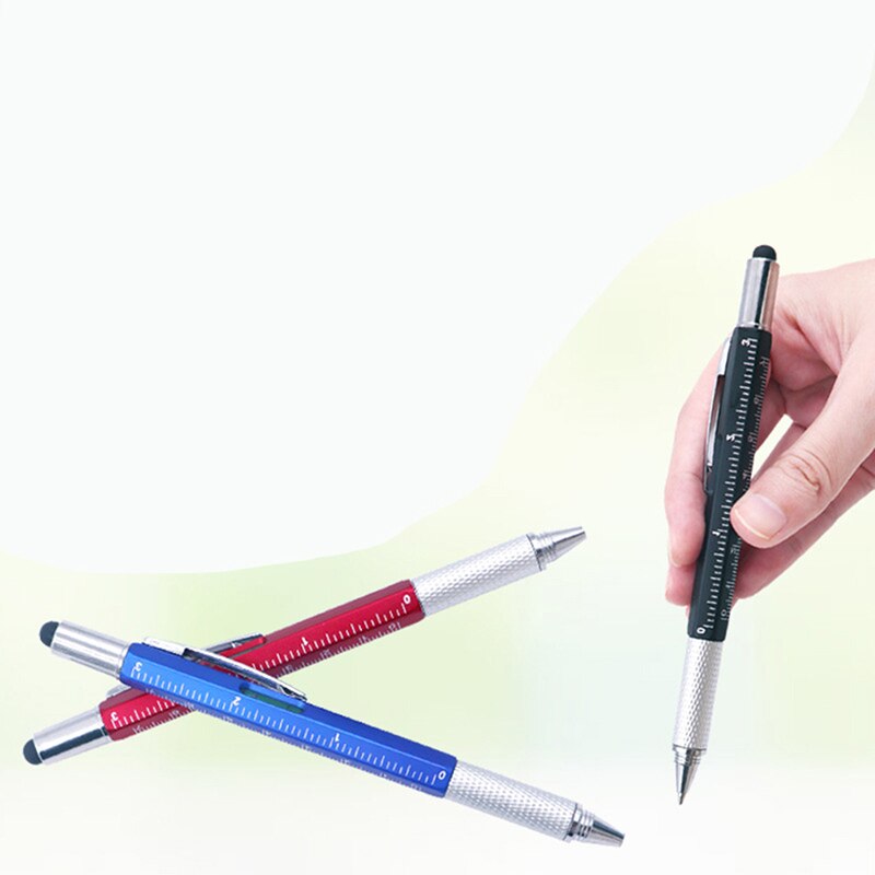 6 in 1 Multi Purpose Pen with Capacitive Touch Screen Ruler Multi Head Screwdriver Work Functional Sign Tool Pen