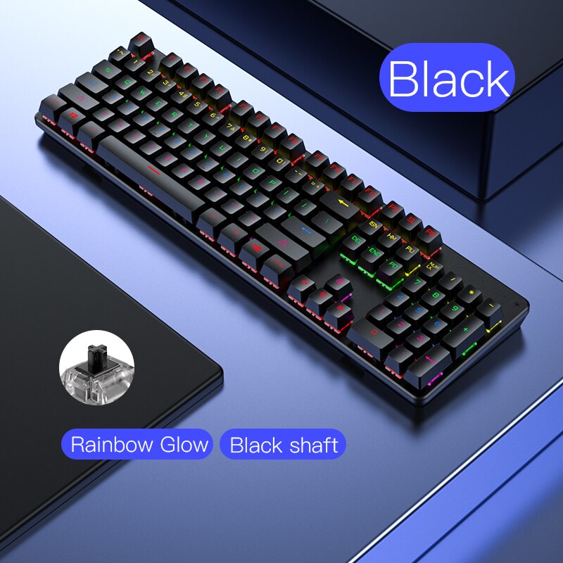 Wired Gaming Keyboard Blue Black Switch Mechanical Keyboard RGB Backlit 104 keys Anti-ghosting Laptop PC Gamer Pink Keyboards: black 2