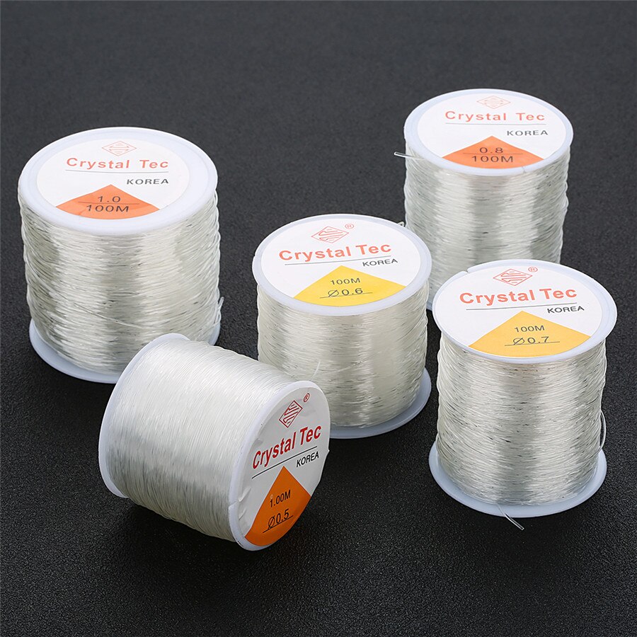 Xinyao 100 meters 0.5/1.5mm Round Elastic Line Transparent Crystal Elastic Beading Cord String Thread Rope Diy Findings