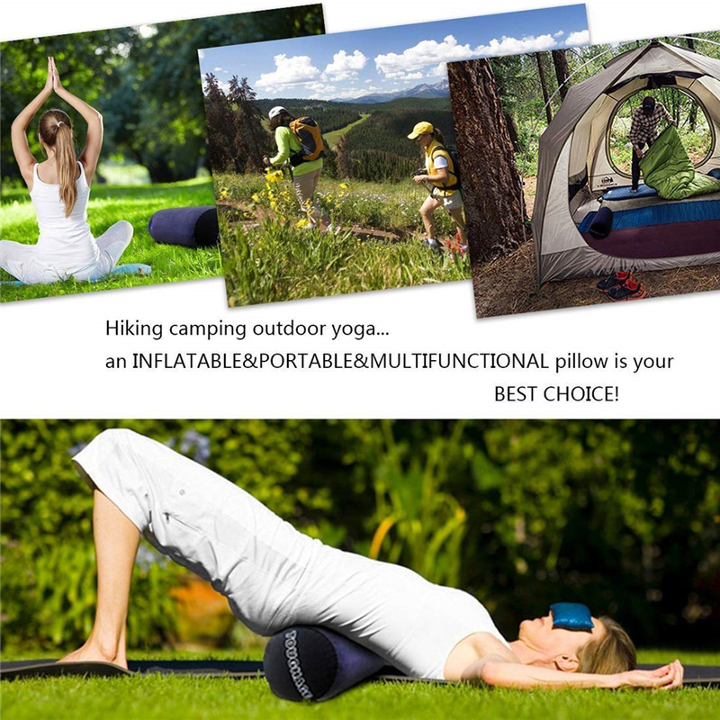 Multifunctionele Opblaasbare Lange Body Kussen Lumbale Been Yoga Kussen Reizen Posities Ondersteuning Luchtkussen Met Plastic Handpomp