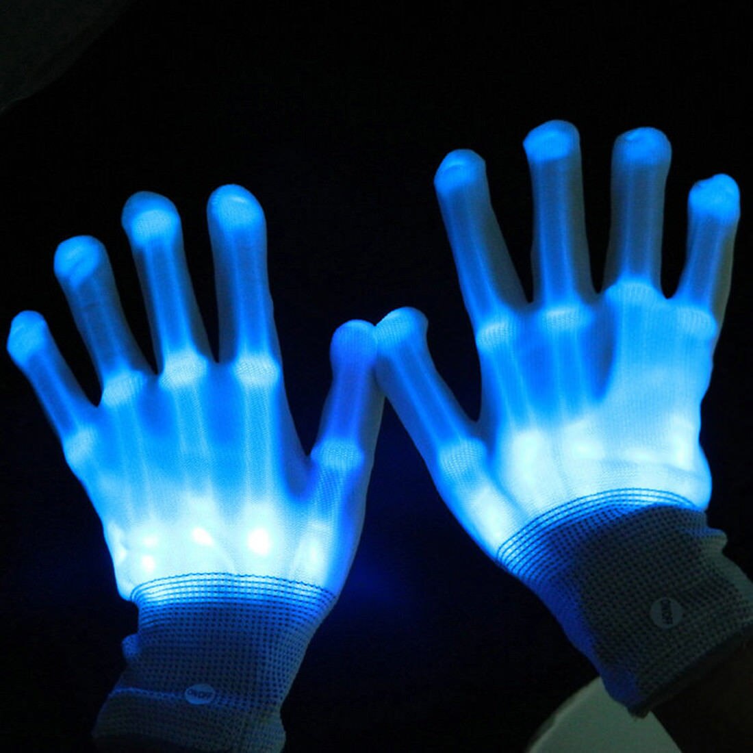 Lumière LED gants lumineux doigt éclairage électro Rave fête danse squelette Halloween: Bleu