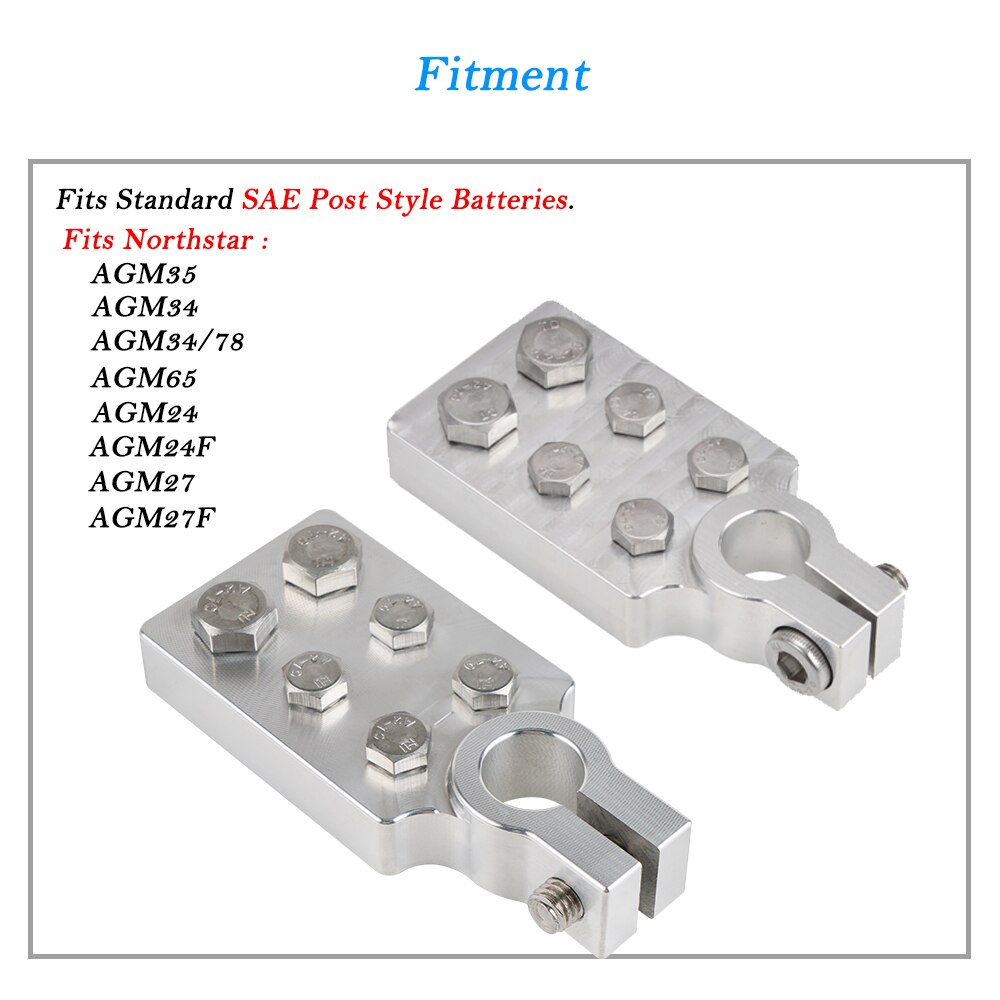 4/6 Spot Multi-Connection Marine Flat Battery Terminals Clamps Lead Fit 4/0 AWG lugs Positive Negative