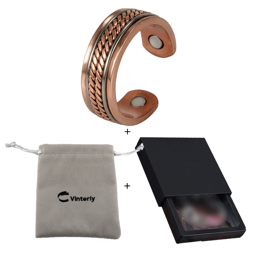 Vinterly Reines Kupfer Magnetische Ringe Frauen Männer verdrehte Gesundheit Energie Finger Offene Manschette Einstellbare Schmuck Hohe Magnet Größenverstellbar: Heißer Rosa